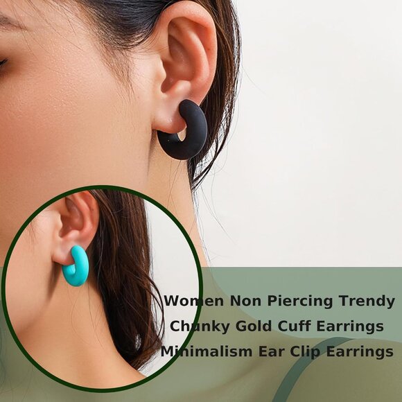 Colorful acrylic cuff earrings set, 12 pairs, non-piercing, trendy jewelry for w - Picture 5 of 7